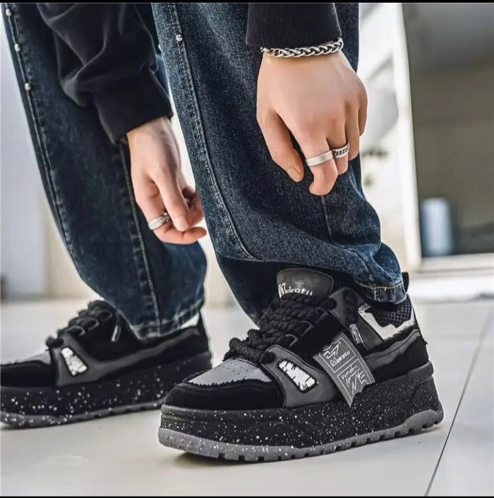 Chunky "Stardust" Noires | Baskets Plateforme Streetwear Unisexe Lacet Épais
