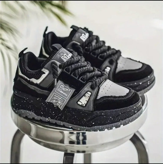 Chunky "Stardust" Noires | Baskets Plateforme Streetwear Unisexe Lacet Épais