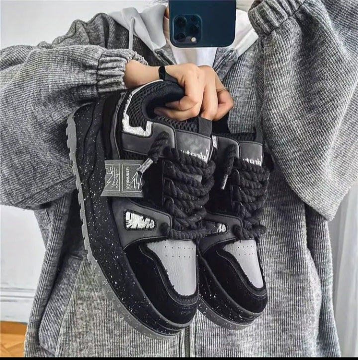 Chunky "Stardust" Noires | Baskets Plateforme Streetwear Unisexe Lacet Épais