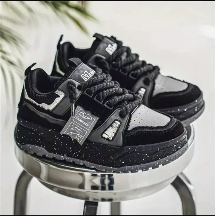 Chunky "Stardust" Noires | Baskets Plateforme Streetwear Unisexe Lacet Épais