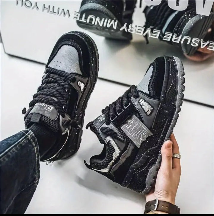 Chunky "Stardust" Noires | Baskets Plateforme Streetwear Unisexe Lacet Épais